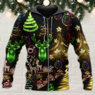 Christmas Neon Art Christmas Tree And Snowman - Hoodie - Owl Ohh - Owl Ohh