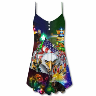 America Love Eagle Christmas - V-neck Sleeveless Cami Dress - Owl Ohh - Owl Ohh
