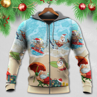 Christmas Santa Play On Beach - Hoodie - Owl Ohh - Owl Ohh