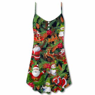Christmas Santa Snowman Merry Xmas To Everyone - V-neck Sleeveless Cami Dress - Owl Ohh - Owl Ohh