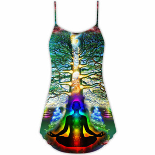 Yoga Tree Of Life Christmas - V-neck Sleeveless Cami Dress - Owl Ohh - Owl Ohh