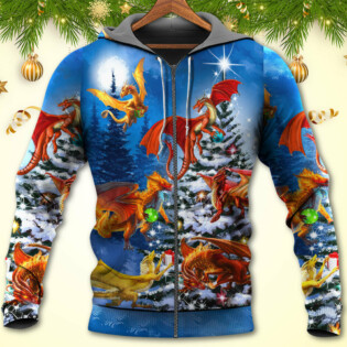 Christmas Dragon Family In Love Light Art Style - Hoodie - Owl Ohh - Owl Ohh
