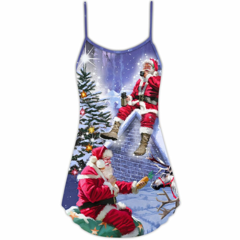 Christmas Santa Claus Story Night Christmas Is Coming Art Style - V-neck Sleeveless Cami - Owl Ohh - Owl Ohh