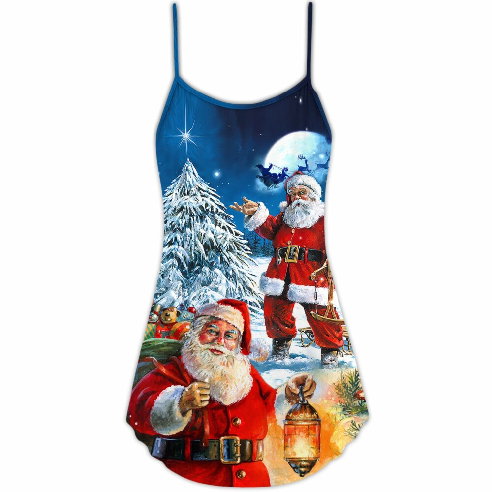 Christmas Santa Claus Story Nights Christmas Is Coming Painting Style - V-neck Slee - Owl Ohh - Owl Ohh