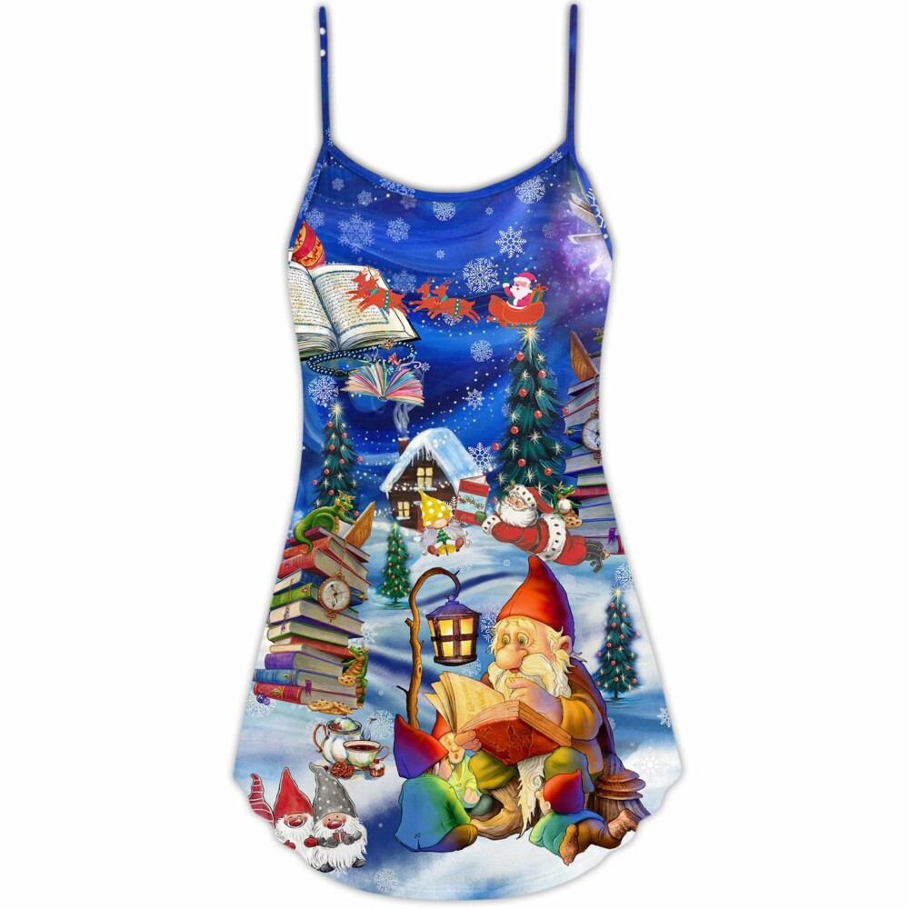 Christmas Reading Book Make Me Happy - V-neck Sleeveless Cami Dress - Owl Ohh - Owl Ohh