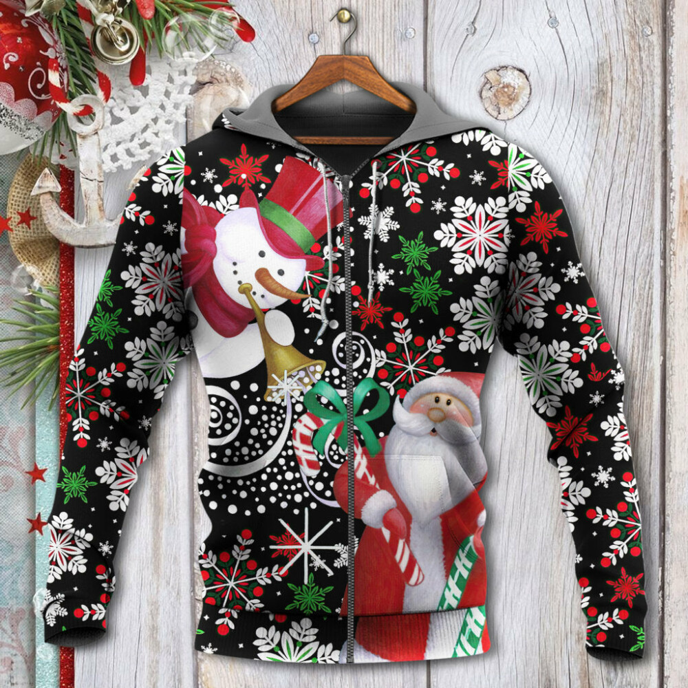 Christmas Snowyday With Santa And Snowman - Hoodie - Owl Ohh - Owl Ohh