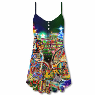 Christmas All You Need Is A Bike - V-neck Sleeveless Cami Dress - Owl Ohh - Owl Ohh