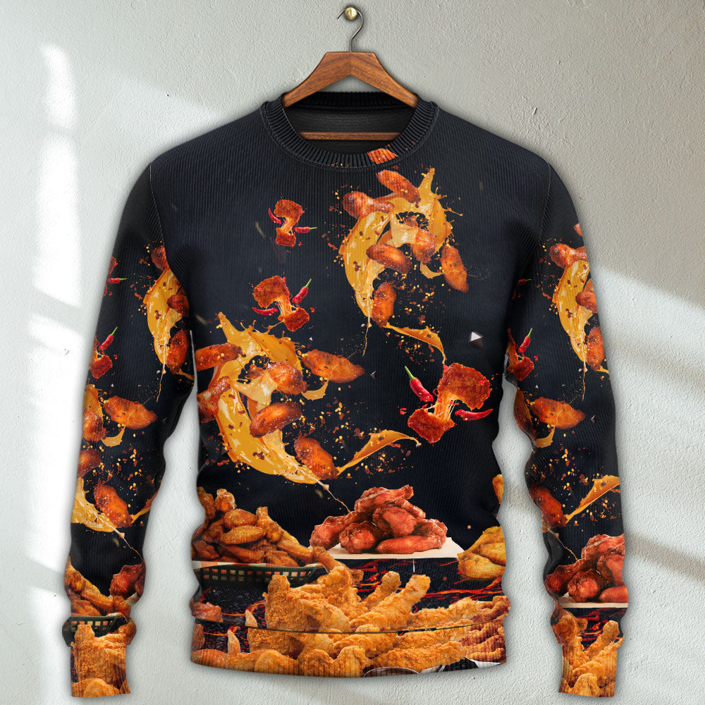 Food Chicken Wing Fast Food Delicious - Sweater - Ugly Christmas Sweaters - Owl Ohh - Owl Ohh