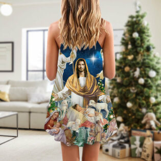 Christmas Jesus Miracle Night - V-neck Sleeveless Cami Dress - Owl Ohh - Owl Ohh