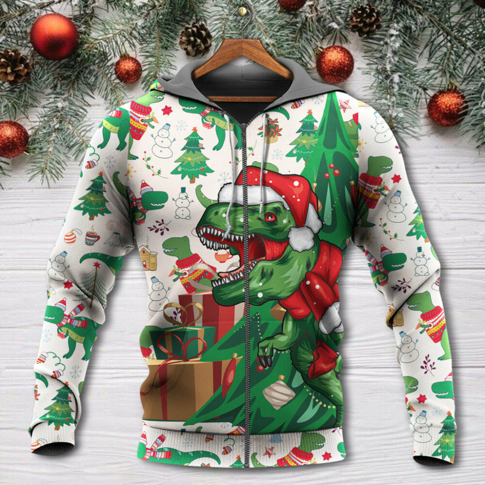Christmas Dinosaurs Xmas Tree T-rex Merry Rexmas - Hoodie - Owl Ohh - Owl Ohh