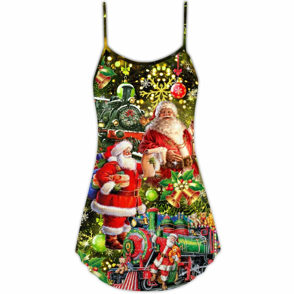 Christmas Santa Is Coming To You - V-neck Sleeveless Cami Dress - Owl Ohh - Owl Ohh