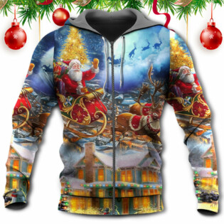 Christmas Santa Claus Snowman Family In Love Light Art Style - Hoodie - Owl Ohh - Owl Ohh