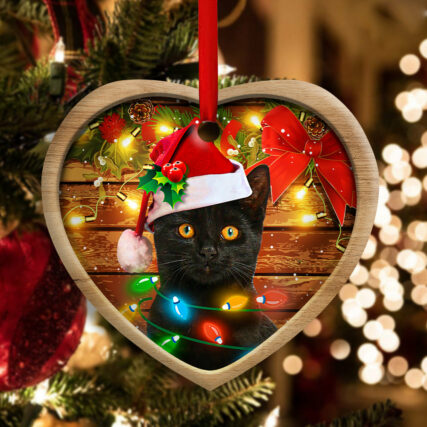 Christmas Black Cat Funny Xmas Light Decor Tree Hanging - Heart Ornament - Owl Ohh - Owl Ohh