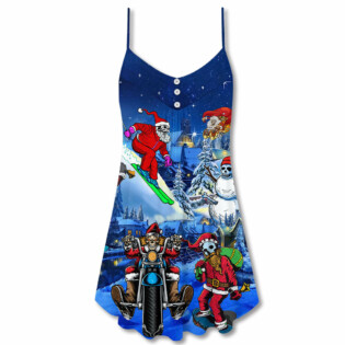 Skull Merry Christmas With Skull - V-neck Sleeveless Cami Dress - Owl Ohh - Owl Ohh
