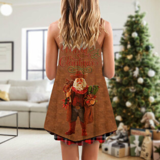 Christmas Santa Cowboy Vintage Style - V-neck Sleeveless Cami Dress - Owl Ohh - Owl Ohh