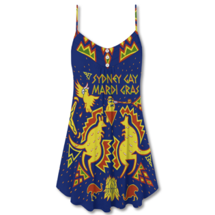 Sydney Mardi Gras Kangaroo Koala Art - V-neck Sleeveless Cami Dress - Owl Ohh