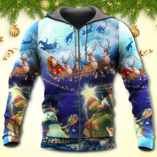Christmas Rudolph Santa Claus Reindeer Snowman Light Art Style - Hoodie - Owl Ohh - Owl Ohh