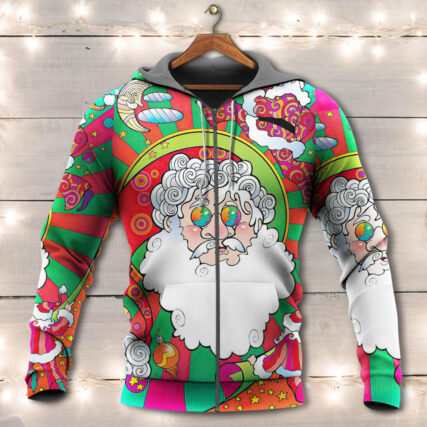 Christmas Santa Claus Psychedelic Colorful Hippie - Hoodie - Owl Ohh - Owl Ohh