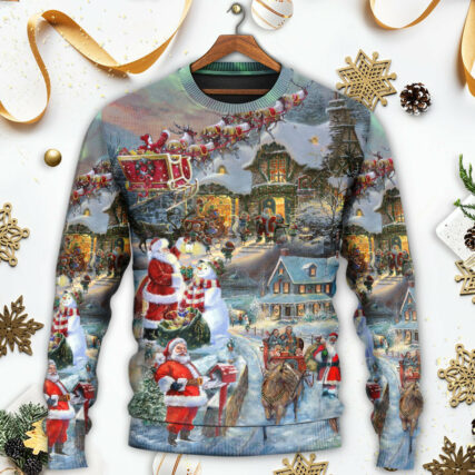 Christmas Wonderful Time Of The Year Santa Claus Coming - Sweater - Ugly Christmas Sweaters - Owl Ohh - Owl Ohh