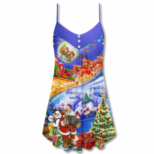 Christmas Santa Merry Christmas Snow - V-neck Sleeveless Cami Dress - Owl Ohh - Owl Ohh