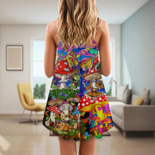 Hippie Mushroom Happy Together - V-neck Sleeveless Cami Dress - Owl Ohh - Owl Ohh