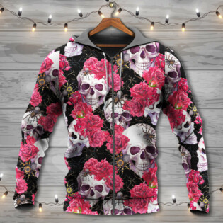 Skull And Roses With Spidy - Hoodie - Owl Ohh - Owl Ohh