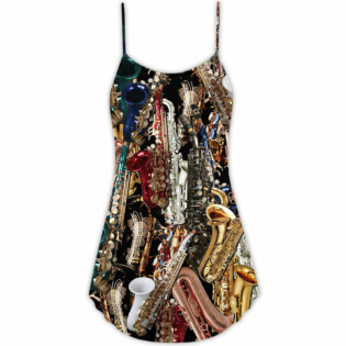 Saxophone I Don't Need Therapy I Just Need Saxophone - V-neck Sleeveless Cami Dress - Owl Ohh - Owl Ohh