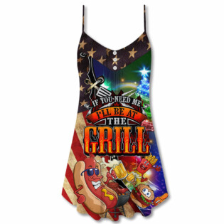 Food America Back I Will Be At The Grill Christmas - V-neck Sleeveless Cami Dress - Owl Ohh - Owl Ohh