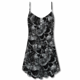 Skull Life's True Face Is The Skull - V-neck Sleeveless Cami Dress - Owl Ohh - Owl Ohh