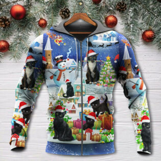 Christmas Black Cat Merry Catmas - Hoodie - Owl Ohh - Owl Ohh