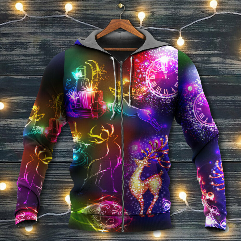 Christmas Reindeer Neon Light Bright - Hoodie - Owl Ohh - Owl Ohh