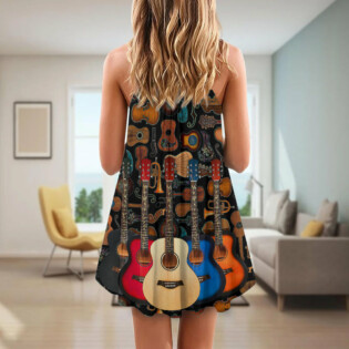 Guitar Lover Happy Life With Music - V-neck Sleeveless Cami Dress - Owl Ohh - Owl Ohh