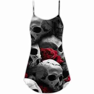 Skull Death Love Rose - V-neck Sleeveless Cami Dress - Owl Ohh - Owl Ohh