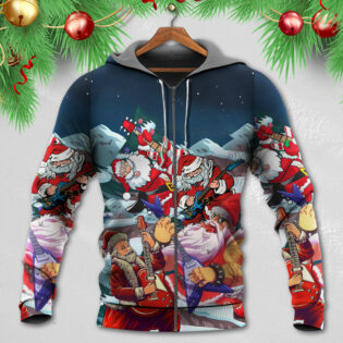 Christmas Santa With Electric Guitar - Hoodie - Owl Ohh - Owl Ohh
