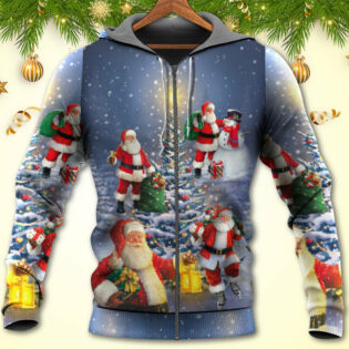 Christmas Santa Claus In Love Light Xmas Tree - Hoodie - Owl Ohh - Owl Ohh