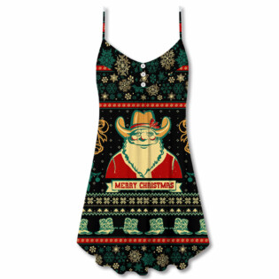 Santa Cowboy Christmas Old Man - V-neck Sleeveless Cami Dress - Owl Ohh - Owl Ohh