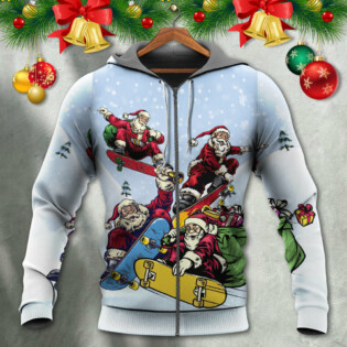 Christmas Santa Skateboard Snow Day - Hoodie - Owl Ohh - Owl Ohh