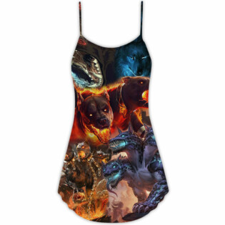 Dog Larva And Frozen - V-neck Sleeveless Cami Dress - Owl Ohh - Owl Ohh