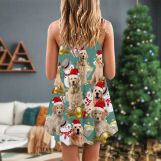 Christmas Golden Retriever Merry Xmas - V-neck Sleeveless Cami Dress - Owl Ohh - Owl Ohh
