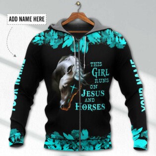 Horse This Girl Runs On Jesus And Horse Personalized - Hoodie - Owl Ohh - Owl Ohh