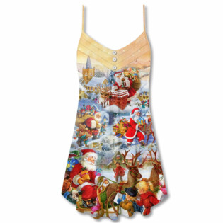 Christmas Have A Merry Holly Jolly Christmas - V-neck Sleeveless Cami Dress - Owl Ohh - Owl Ohh