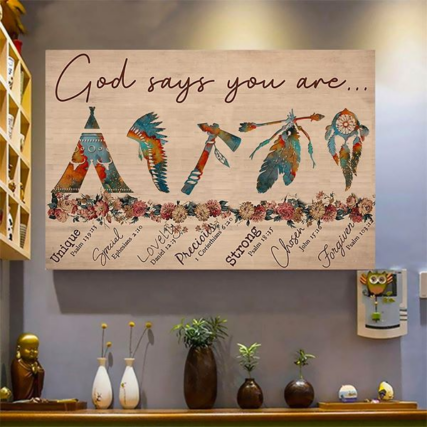 Native Love Peace God Say You Are - Horizontal Poster - Owl Ohh - Owl Ohh