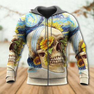 Skull And Sunflower Vintage Amazing Starry Night - Hoodie - Owl Ohh - Owl Ohh