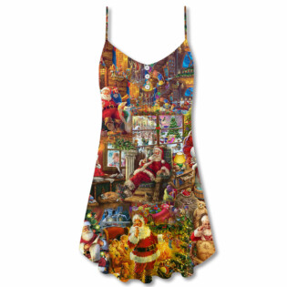 Santa Christmas Happy Holiday Season Of Joy - V-neck Sleeveless Cami Dress - Owl Ohh - Owl Ohh