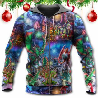 Christmas Dragon Light Art Style - Hoodie - Owl Ohh - Owl Ohh