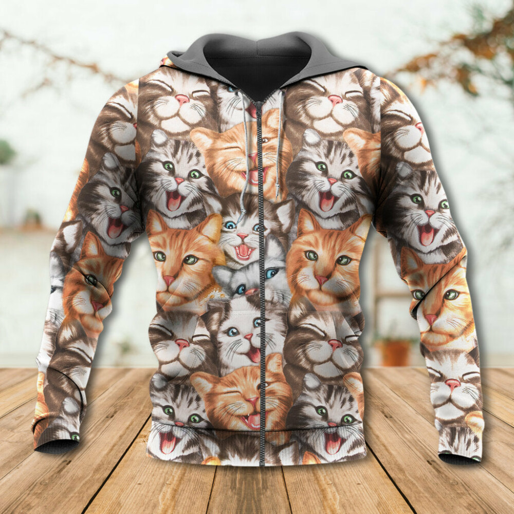 Cat Cute Happy Life With Funny Little Cat - Hoodie - Owl Ohh - Owl Ohh