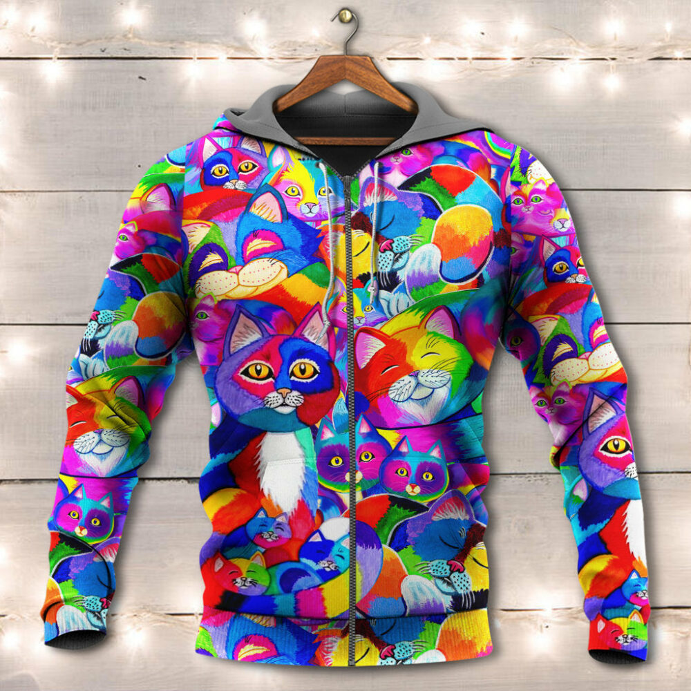 Cat Colorfull Rainbow Style - Hoodie - Owl Ohh - Owl Ohh