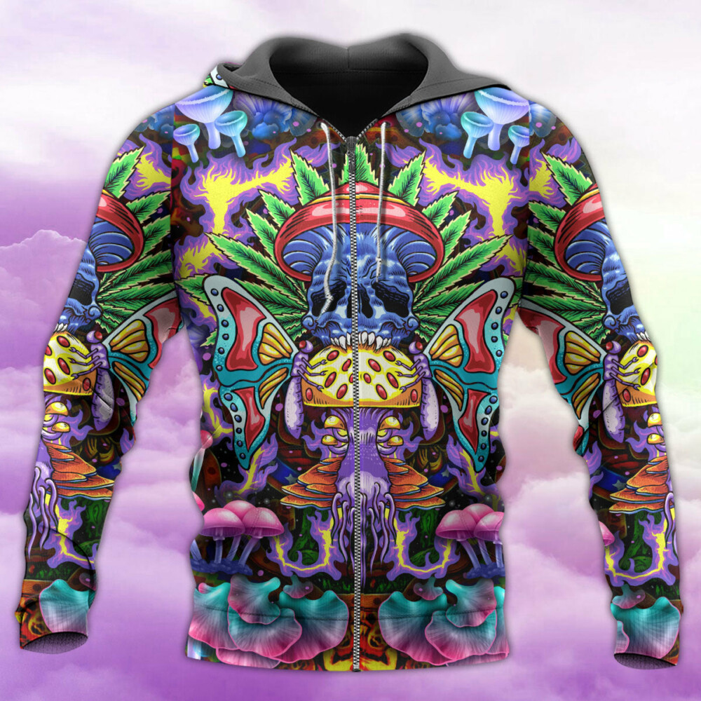 Hippie Mushroom And Skull Art - Hoodie - Owl Ohh - Owl Ohh