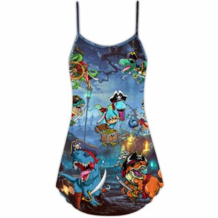 Halloween Pirate Dinosaur Scary - V-neck Sleeveless Cami Dress - Owl Ohh - Owl Ohh