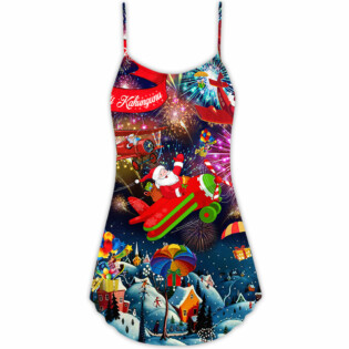 Christmas Airplane Christmas For You - V-neck Sleeveless Cami Dress - Owl Ohh - Owl Ohh